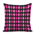 Deep Pink And Black Argyle Pattern Print Pillow Cover