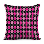 Deep Pink And Black Argyle Pattern Print Pillow Cover