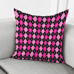 Deep Pink And Black Argyle Pattern Print Pillow Cover