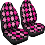 Deep Pink And Black Argyle Pattern Print Universal Fit Car Seat Covers