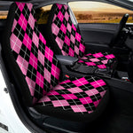 Deep Pink And Black Argyle Pattern Print Universal Fit Car Seat Covers
