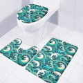 Deep Sea Wave Surfing Pattern Print 3 Piece Bath Mat Set