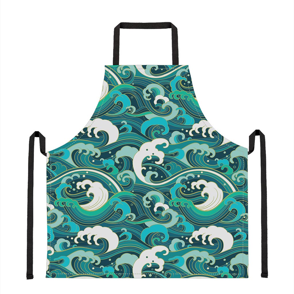 Deep Sea Wave Surfing Pattern Print Apron