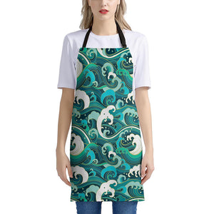 Deep Sea Wave Surfing Pattern Print Apron