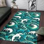 Deep Sea Wave Surfing Pattern Print Area Rug GearFrost