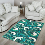 Deep Sea Wave Surfing Pattern Print Area Rug GearFrost