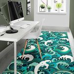 Deep Sea Wave Surfing Pattern Print Area Rug GearFrost