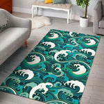 Deep Sea Wave Surfing Pattern Print Area Rug GearFrost