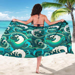 Deep Sea Wave Surfing Pattern Print Beach Sarong Wrap