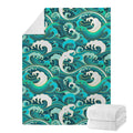 Deep Sea Wave Surfing Pattern Print Blanket