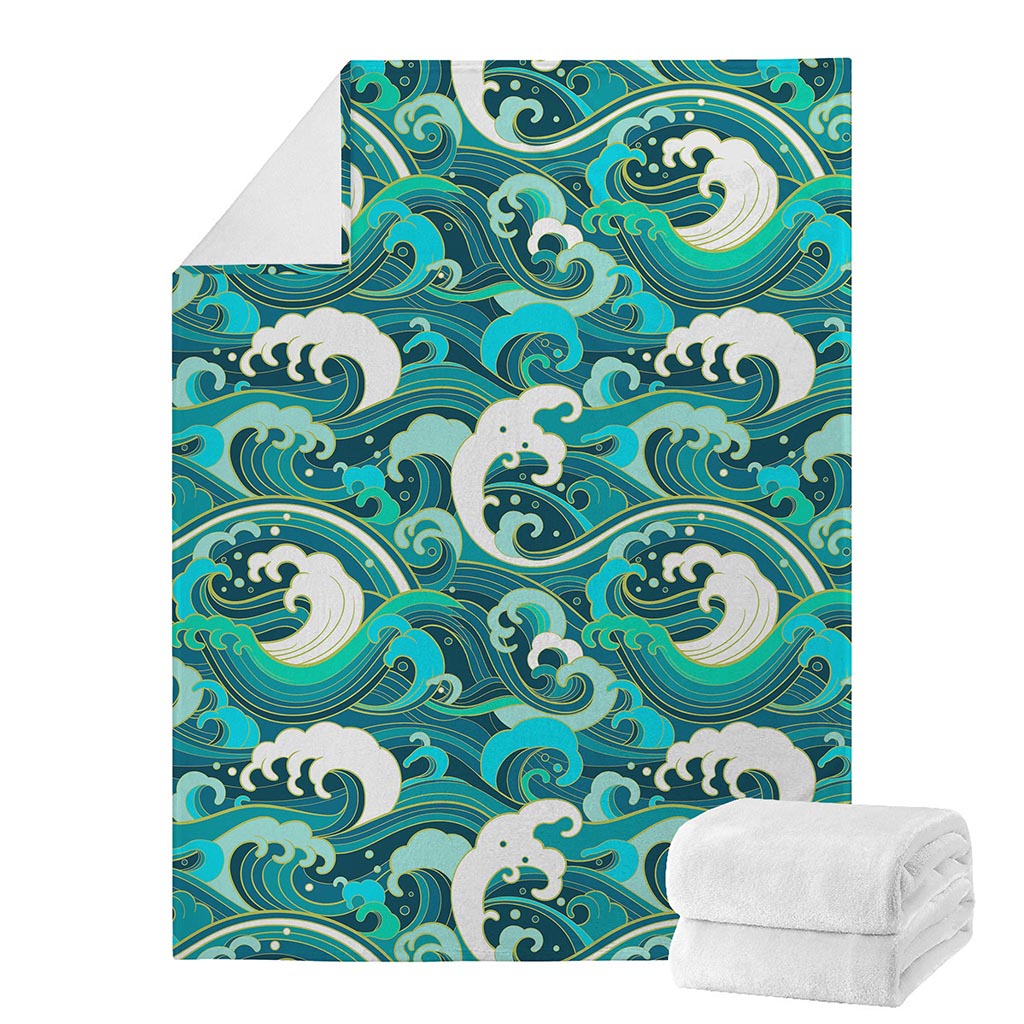 Deep Sea Wave Surfing Pattern Print Blanket