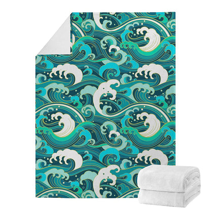 Deep Sea Wave Surfing Pattern Print Blanket