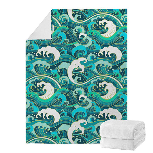 Deep Sea Wave Surfing Pattern Print Blanket
