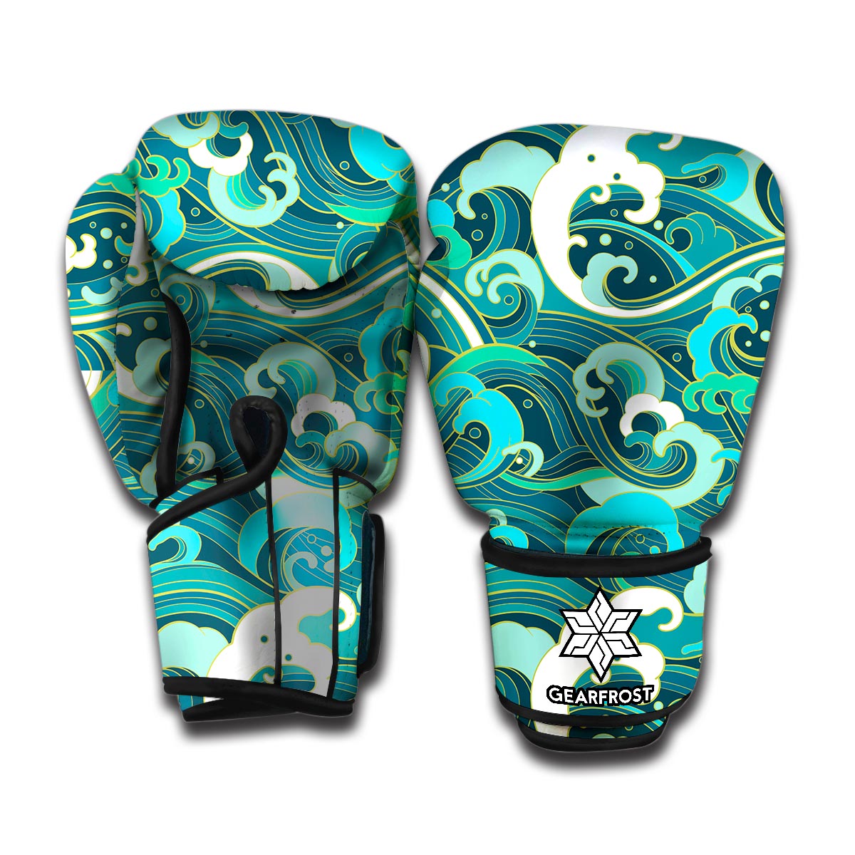 Deep Sea Wave Surfing Pattern Print Boxing Gloves
