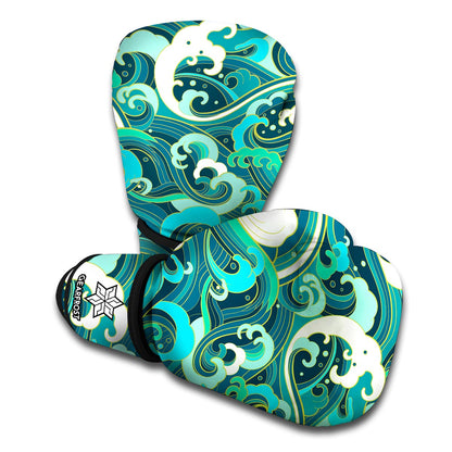 Deep Sea Wave Surfing Pattern Print Boxing Gloves
