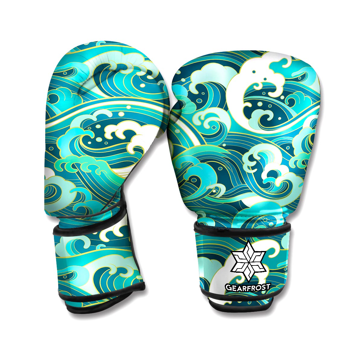 Deep Sea Wave Surfing Pattern Print Boxing Gloves