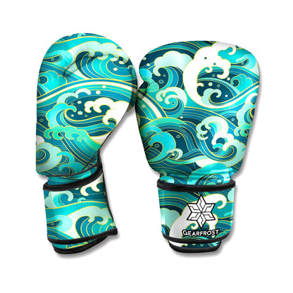 Deep Sea Wave Surfing Pattern Print Boxing Gloves