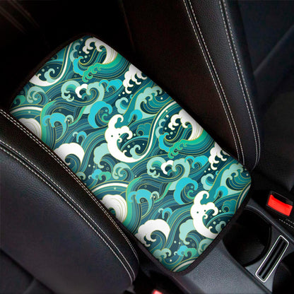 Deep Sea Wave Surfing Pattern Print Car Center Console Cover