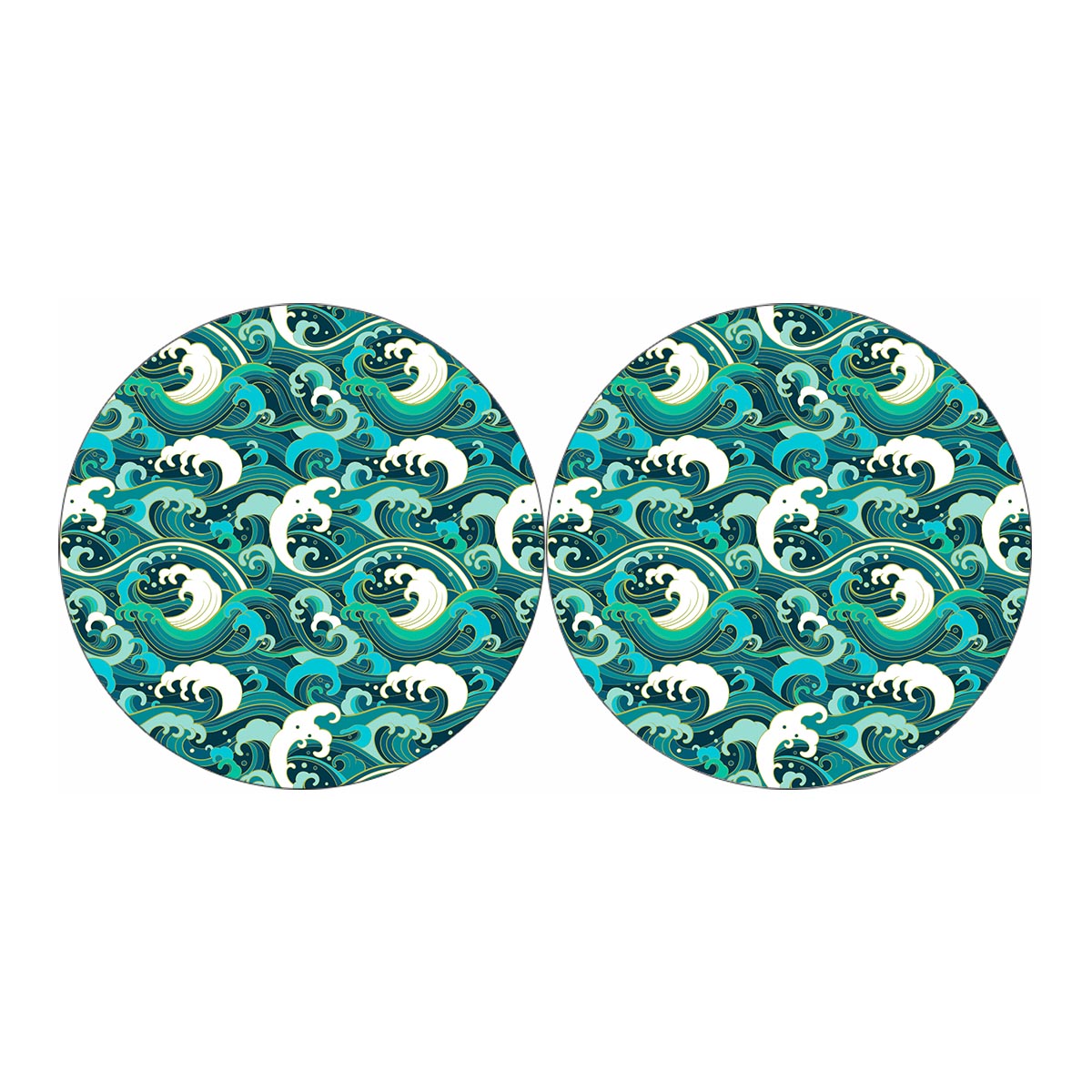 Deep Sea Wave Surfing Pattern Print Car Coasters