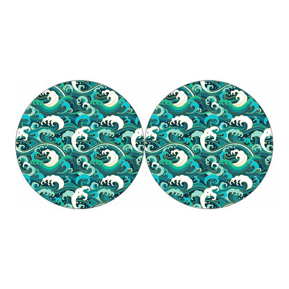Deep Sea Wave Surfing Pattern Print Car Coasters