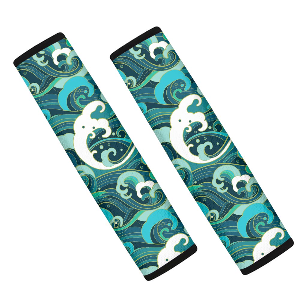 Deep Sea Wave Surfing Pattern Print Car Seat Belt Covers