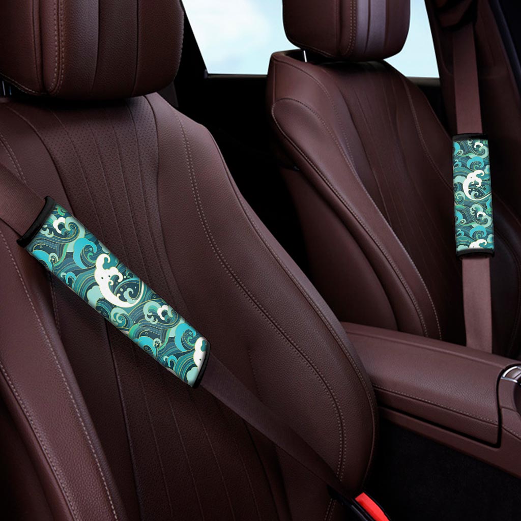 Deep Sea Wave Surfing Pattern Print Car Seat Belt Covers