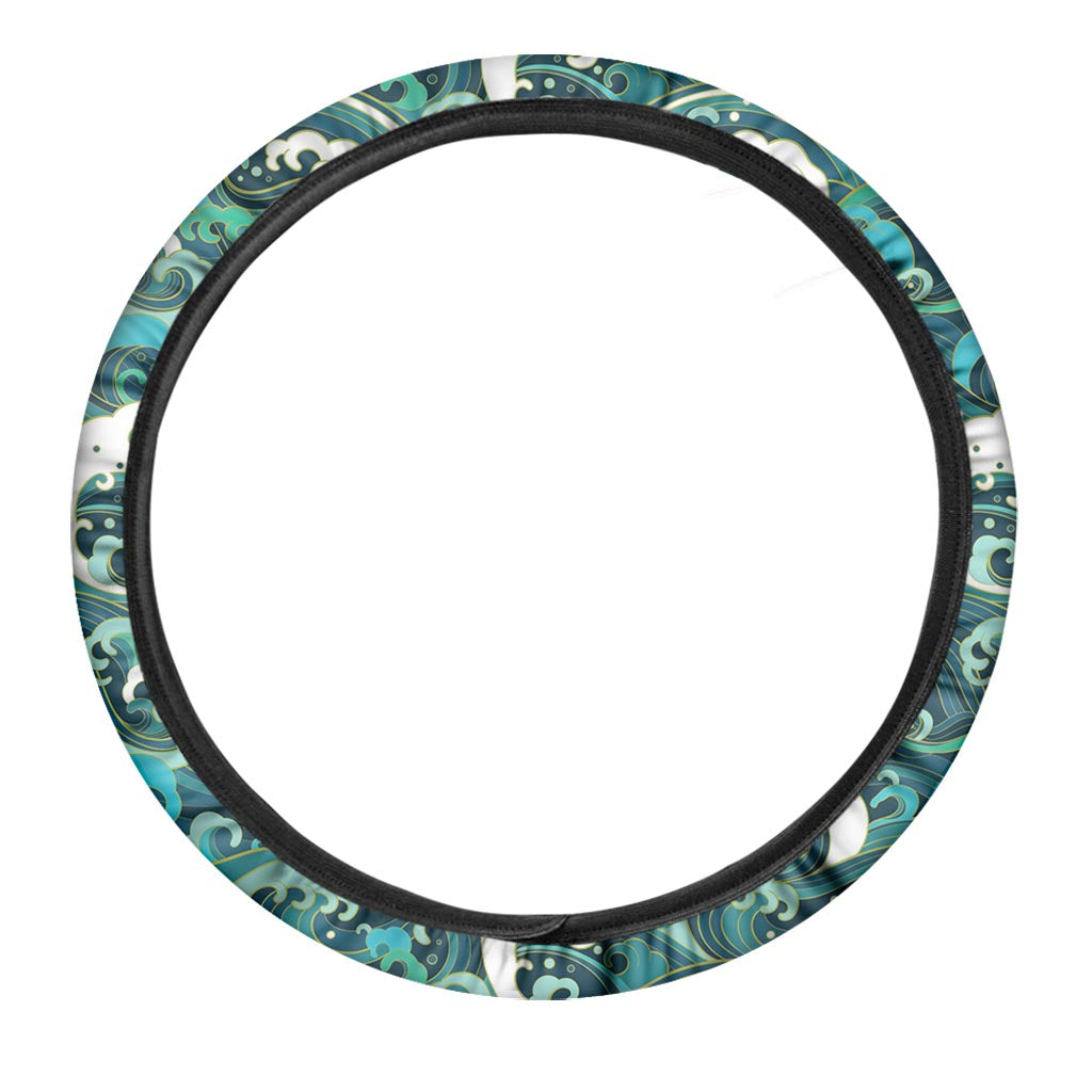 Deep Sea Wave Surfing Pattern Print Car Steering Wheel Cover