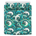 Deep Sea Wave Surfing Pattern Print Duvet Cover Bedding Set