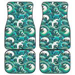 Deep Sea Wave Surfing Pattern Print Front and Back Car Floor Mats