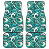 Deep Sea Wave Surfing Pattern Print Front and Back Car Floor Mats