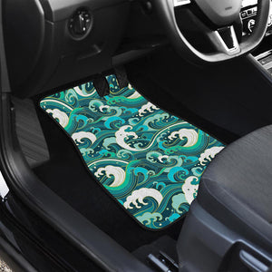 Deep Sea Wave Surfing Pattern Print Front and Back Car Floor Mats