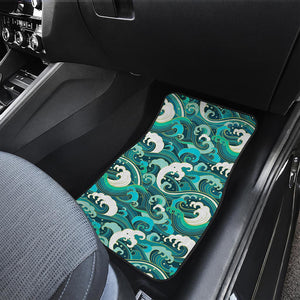 Deep Sea Wave Surfing Pattern Print Front and Back Car Floor Mats