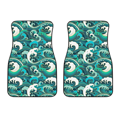 Deep Sea Wave Surfing Pattern Print Front Car Floor Mats