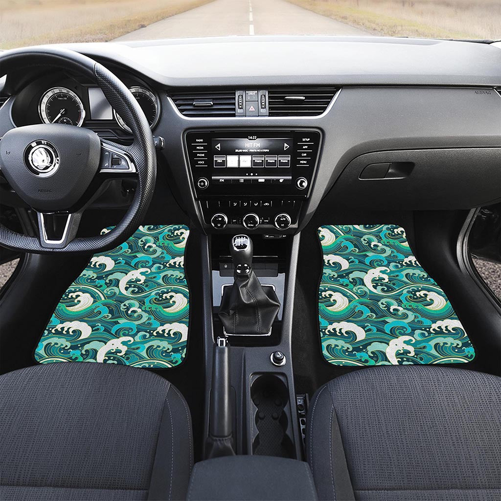 Deep Sea Wave Surfing Pattern Print Front Car Floor Mats