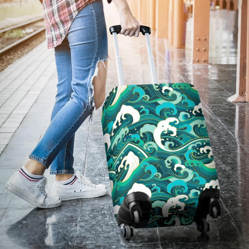 Deep Sea Wave Surfing Pattern Print Luggage Cover GearFrost