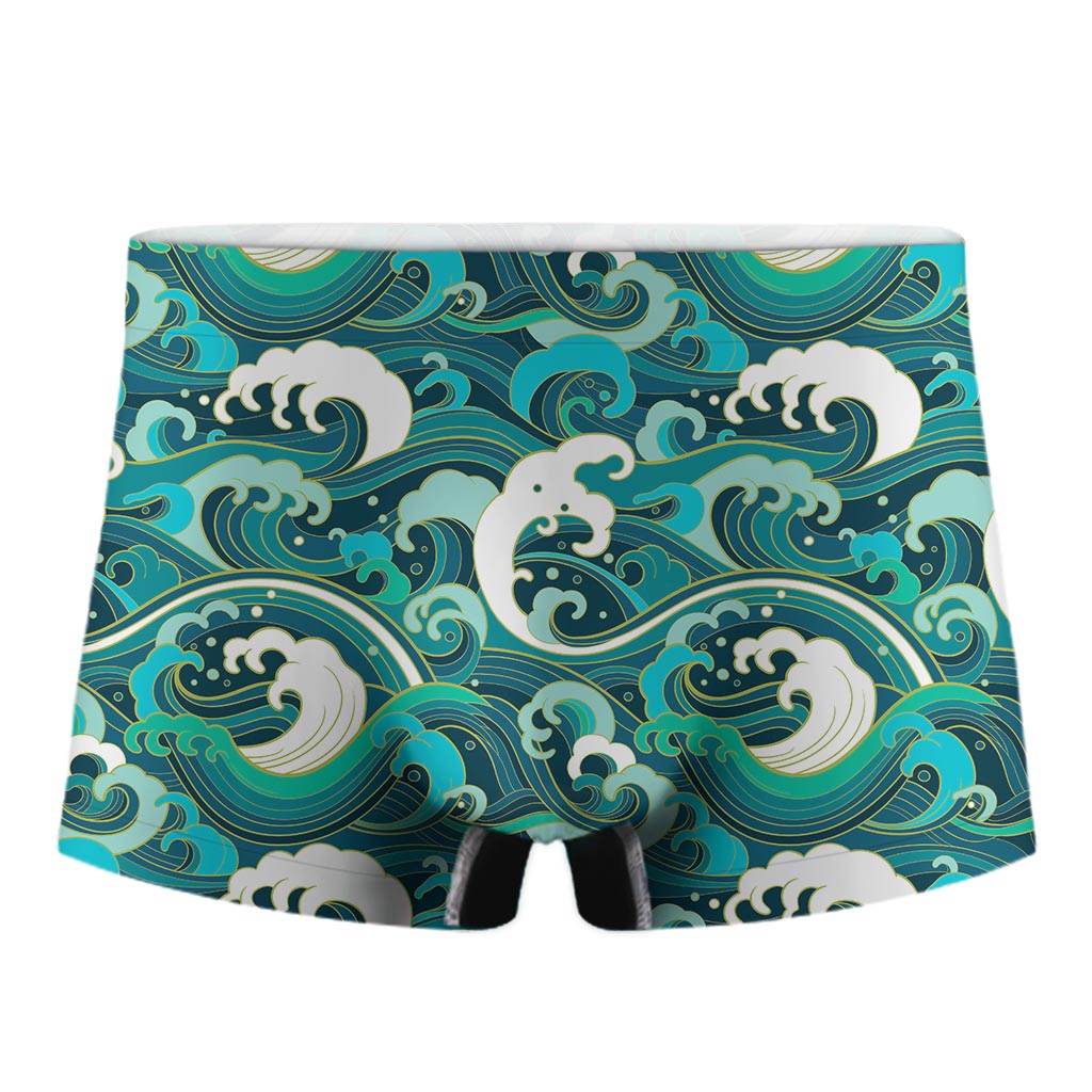 Deep Sea Wave Surfing Pattern Print Men's Boxer Briefs