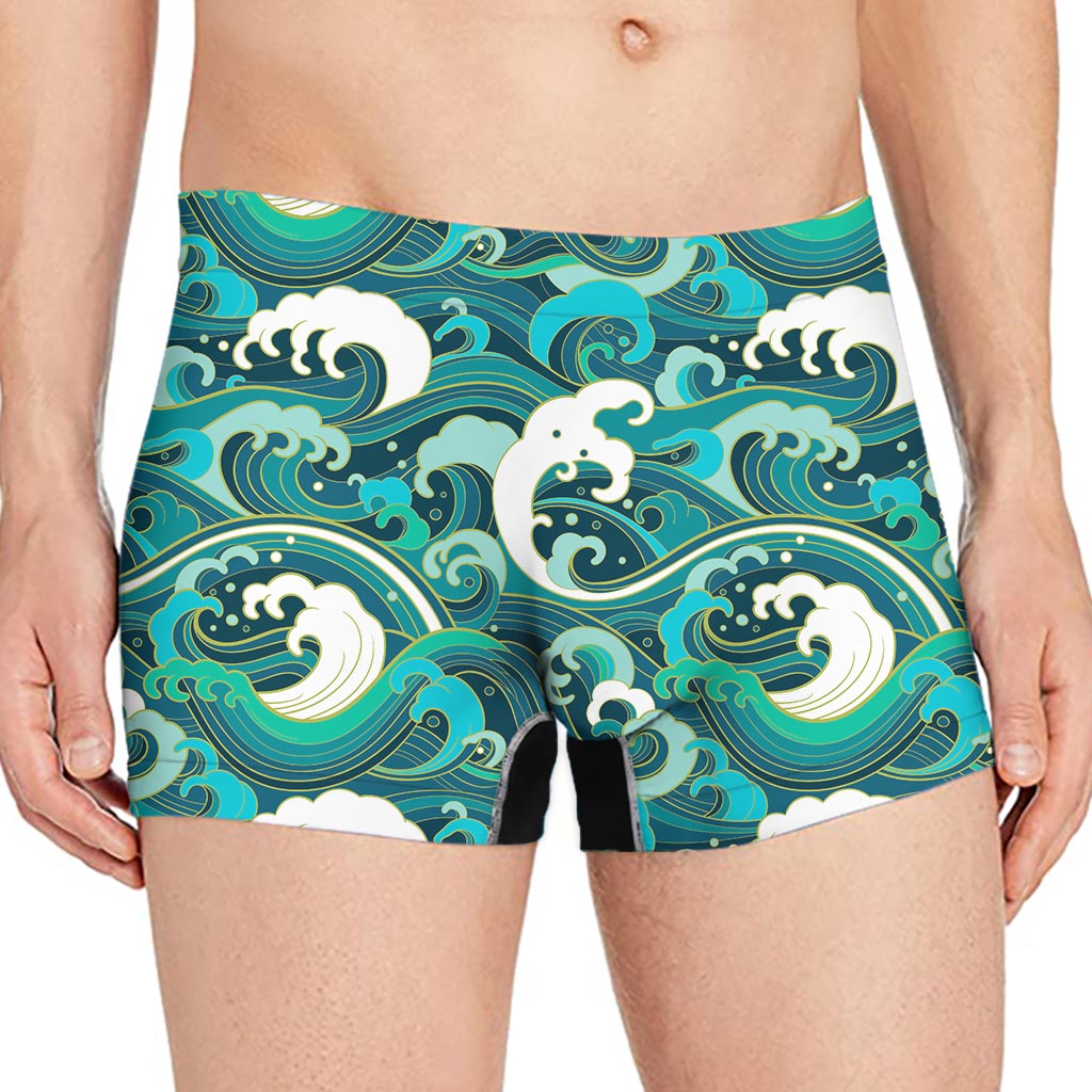 Deep Sea Wave Surfing Pattern Print Men's Boxer Briefs