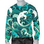 Deep Sea Wave Surfing Pattern Print Men's Crewneck Sweatshirt GearFrost