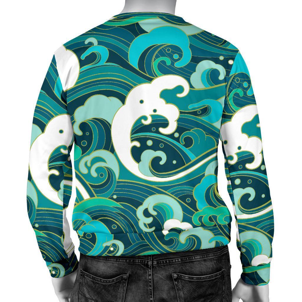 Deep Sea Wave Surfing Pattern Print Men's Crewneck Sweatshirt GearFrost
