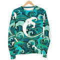 Deep Sea Wave Surfing Pattern Print Men's Crewneck Sweatshirt