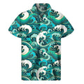 Deep Sea Wave Surfing Pattern Print Men's Short Sleeve Shirt