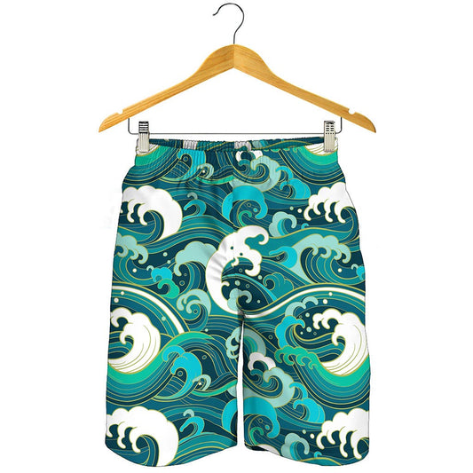 Deep Sea Wave Surfing Pattern Print Men's Shorts