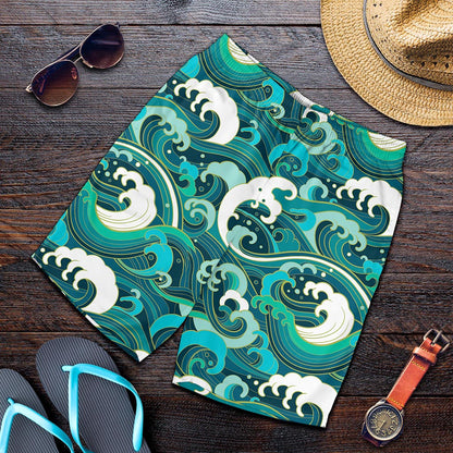 Deep Sea Wave Surfing Pattern Print Men's Shorts
