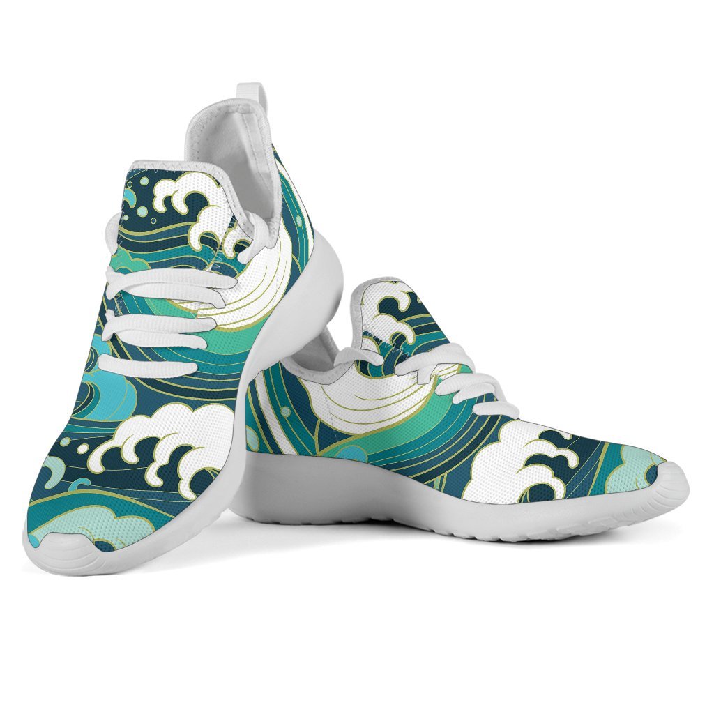 Deep Sea Wave Surfing Pattern Print Mesh Knit Shoes GearFrost