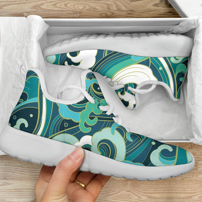 Deep Sea Wave Surfing Pattern Print Mesh Knit Shoes GearFrost