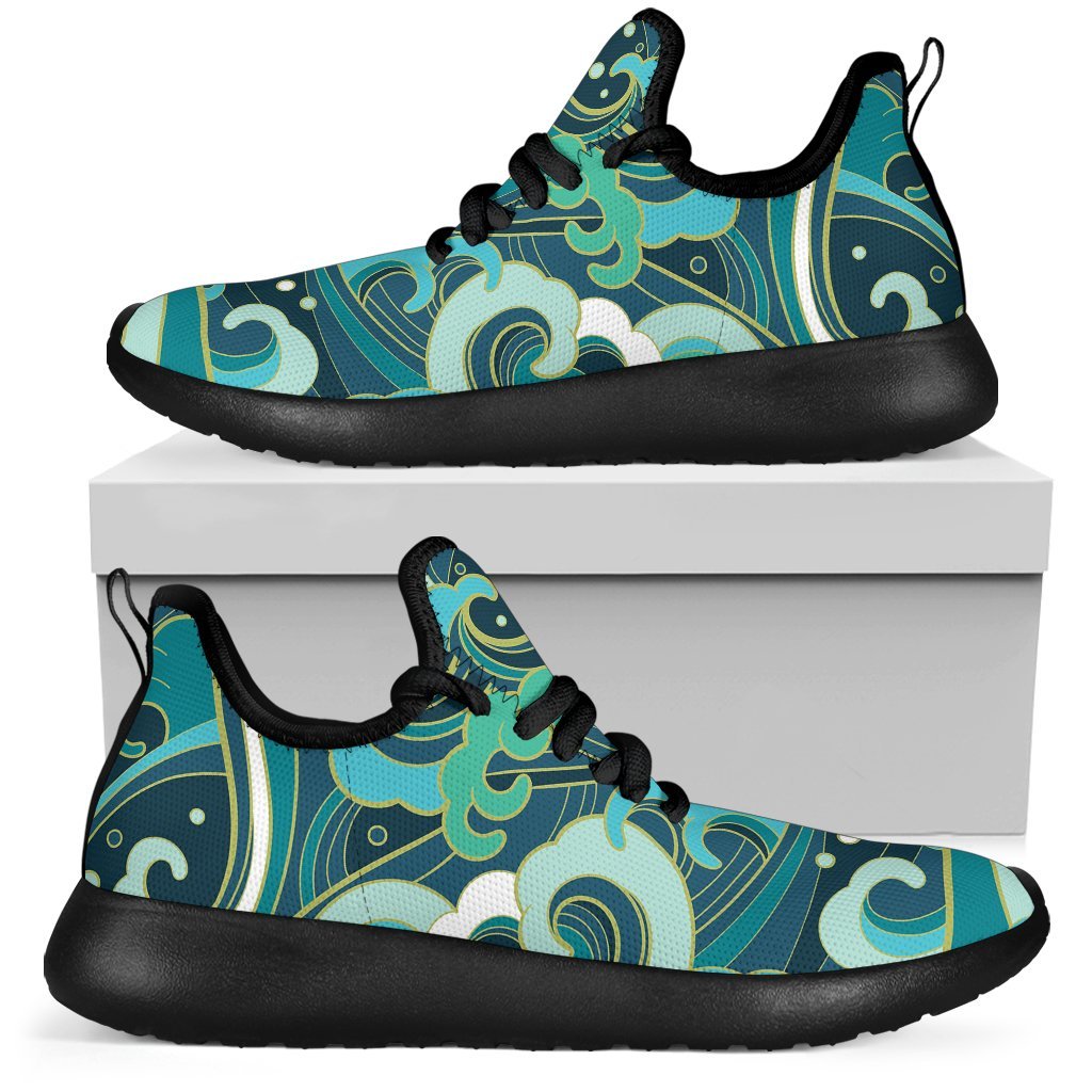 Deep Sea Wave Surfing Pattern Print Mesh Knit Shoes GearFrost
