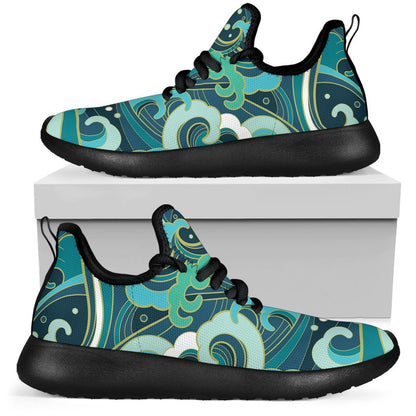 Deep Sea Wave Surfing Pattern Print Mesh Knit Shoes GearFrost
