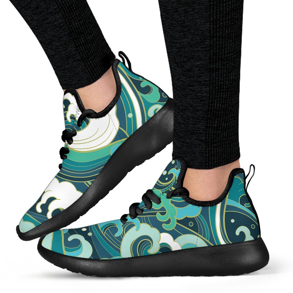 Deep Sea Wave Surfing Pattern Print Mesh Knit Shoes GearFrost