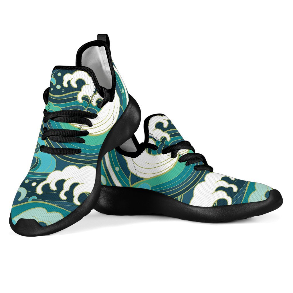 Deep Sea Wave Surfing Pattern Print Mesh Knit Shoes GearFrost