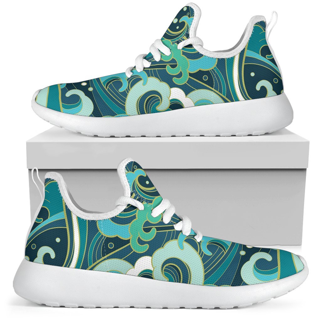 Deep Sea Wave Surfing Pattern Print Mesh Knit Shoes GearFrost